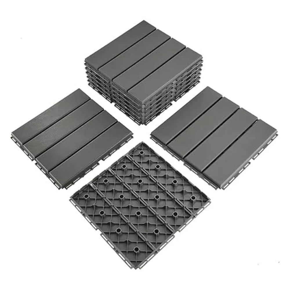 36 Sq Ft Interlocking Plastic Deck Tiles for Patio Poolside Balcony