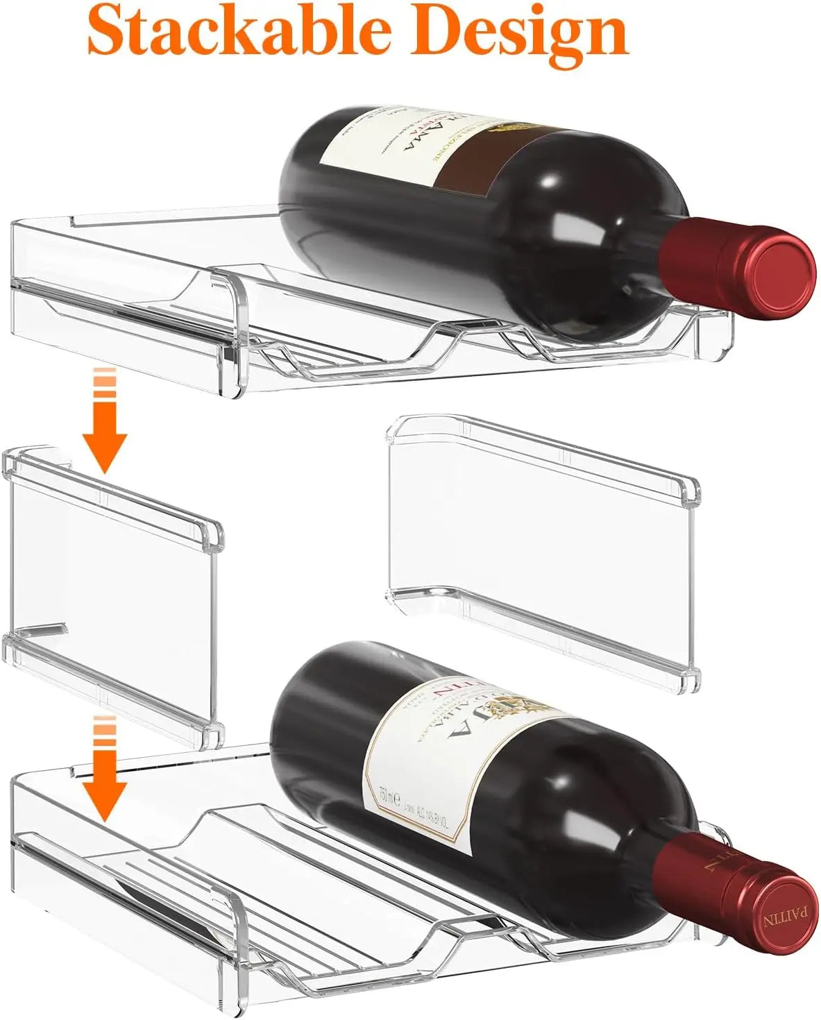 Wine Rack Refrigerator Organizer Stackable Hold 4 Bottles Kitchen Storage