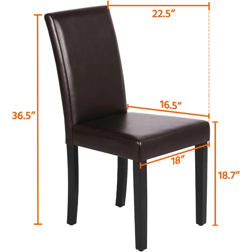 Dining Chairs Set of 4 Waterproof PU Leather with Wood Legs