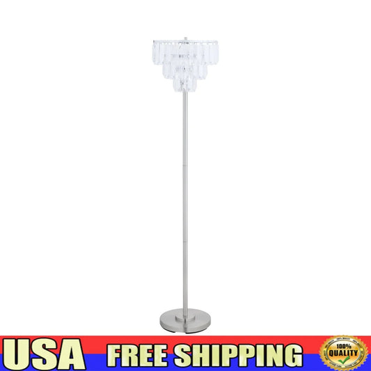 Elegant Crystal Floor Lamp Polished Chrome Base Contemporary Design