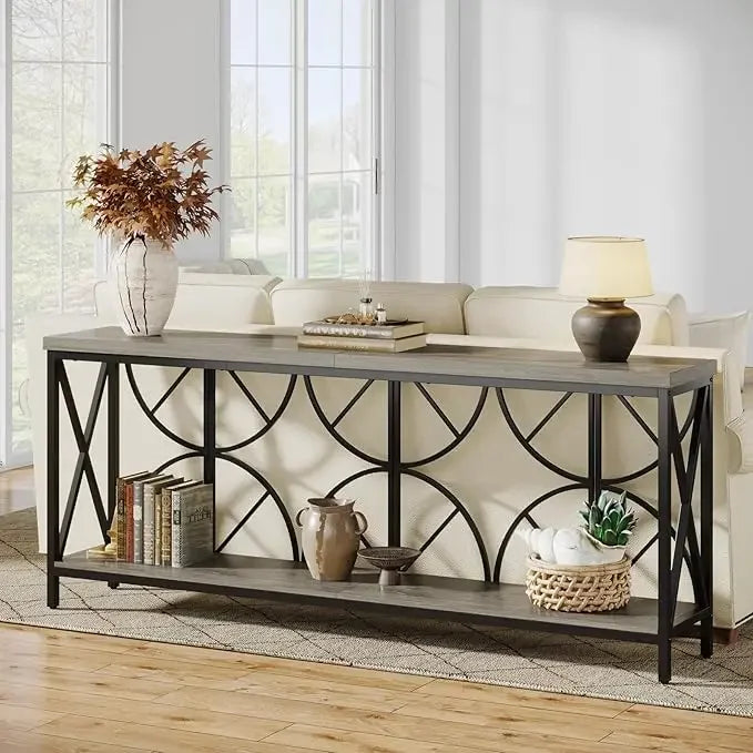 70.9 Inch Extra Long Sofa Table with Storage for Living Room Entryway