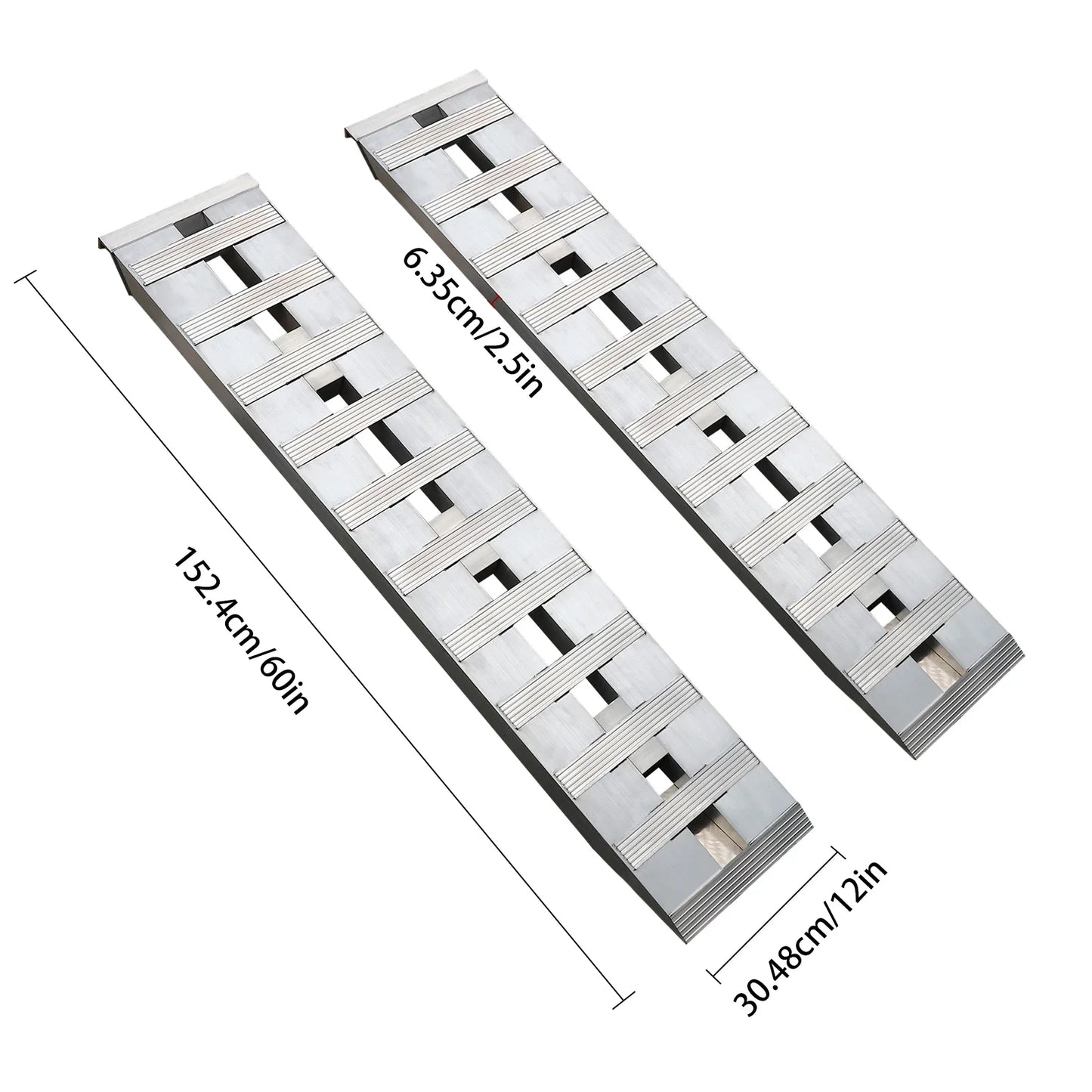 2pcs Heavy-Duty Aluminum Trailer Ramps 6000lbs 60"x12" Anti-Slip Ramps