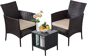 Ljustra 4 Piece Patio Furniture Set Outdoor Rattan Conversation Set