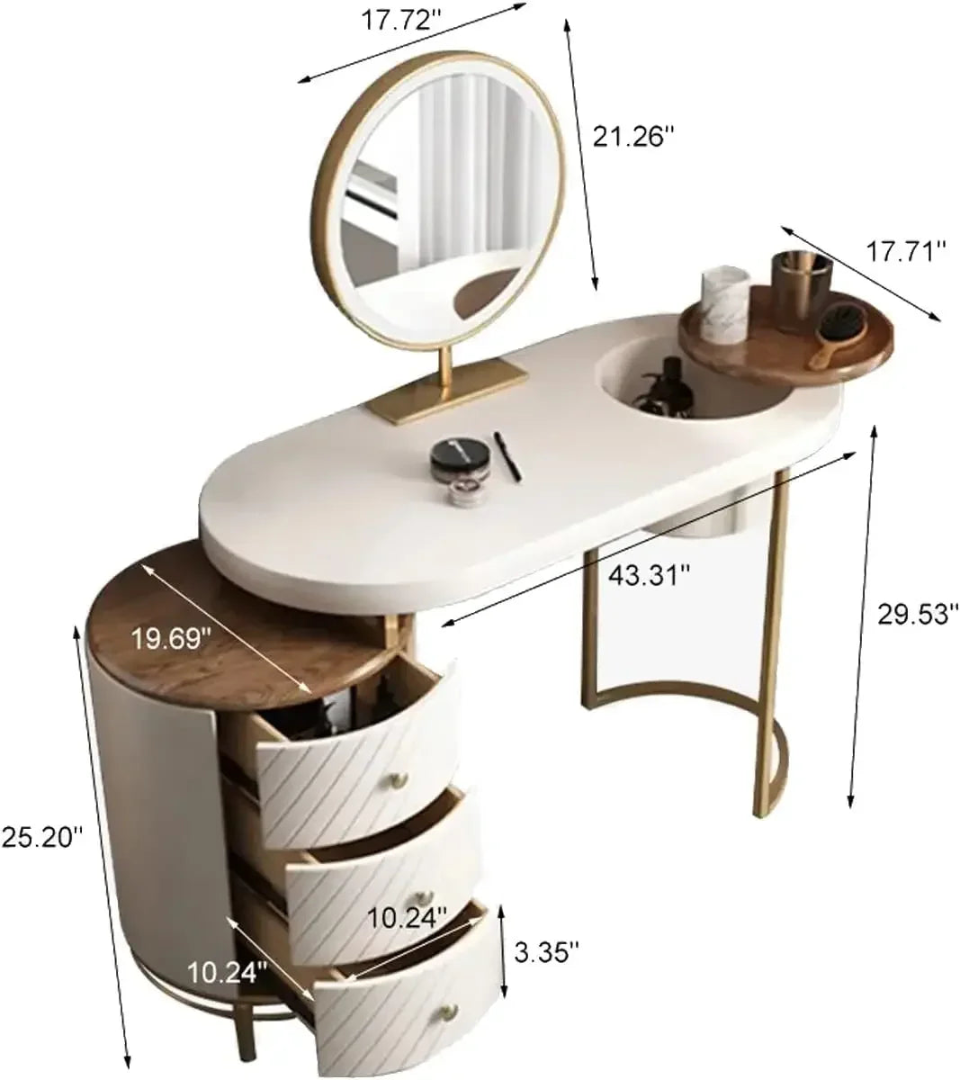 Vanity Desk with LED Lighted Mirror Makeup Table and Storage for Women