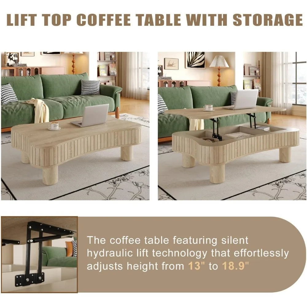 Lift Top Coffee Table with Hidden Storage and Silent Hydraulic Lift