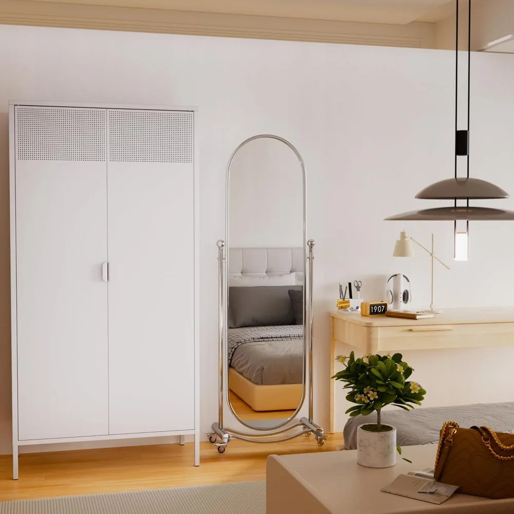 71 Inch Tall Steel Storage Locker Adjustable Shelves Hanging Rod