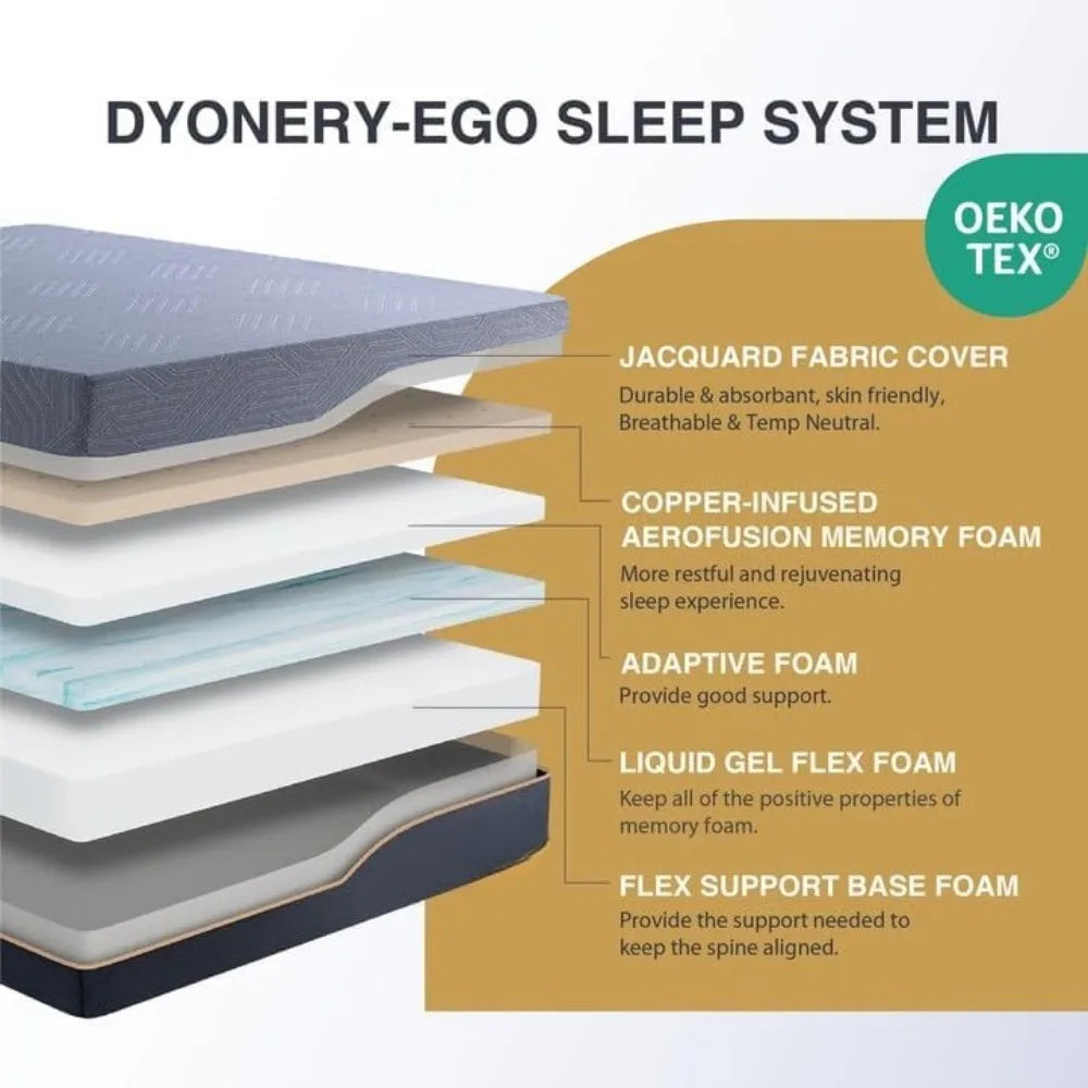 Ljustra 14 Inch Memory Foam Mattress Jacquard Fabric Cover USA Made