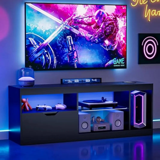 LED TV Stand Mount for 65 inch Modern Entertainment Center with Storage