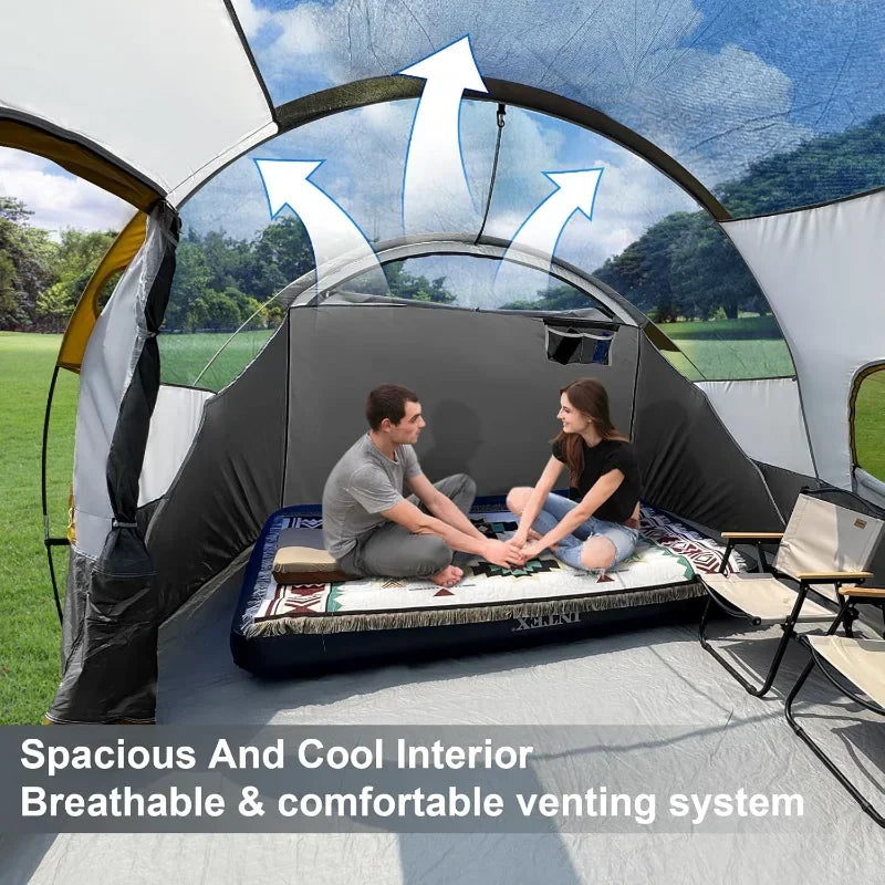 Ljustra 12 Person Camping Tent 3 Room Waterproof Family Cabin Tent