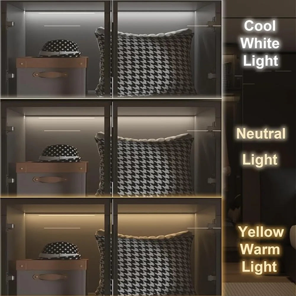 Ljustra Modern Wardrobe Cabinet with LED Light Strips Glass Doors 59.1 Inch