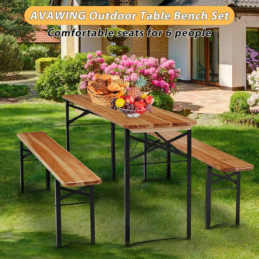 70 Inch Portable Picnic Table Bench Set for Outdoor Dining 6-8 Persons