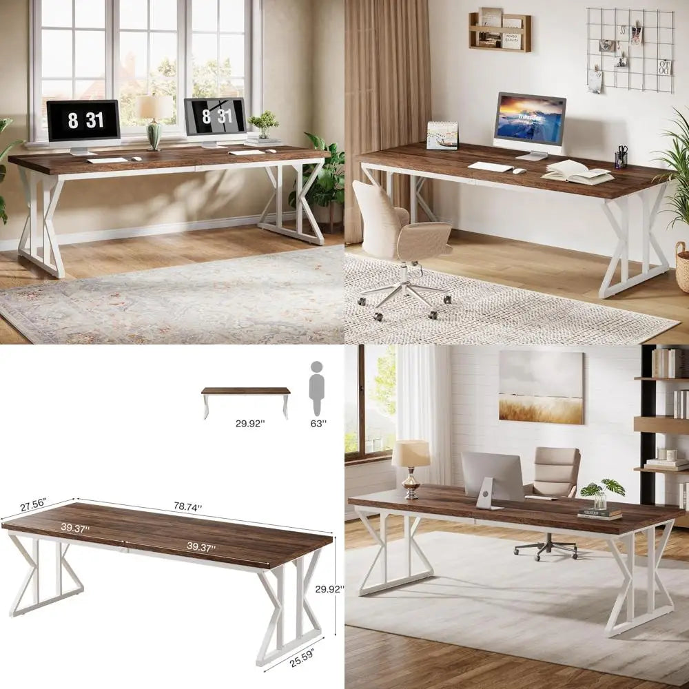 Large Executive Desk for Home Office Industrial Style Computer Table