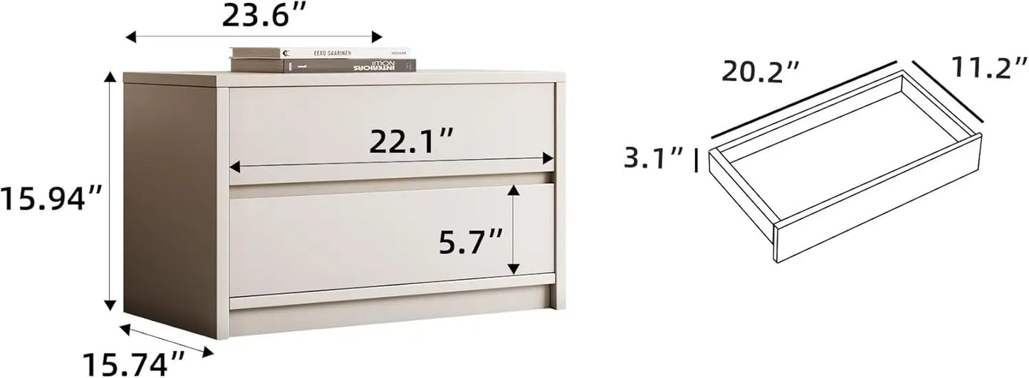 Modern 2-Drawer Side Cabinet Versatile Storage Nightstand Sofa Table