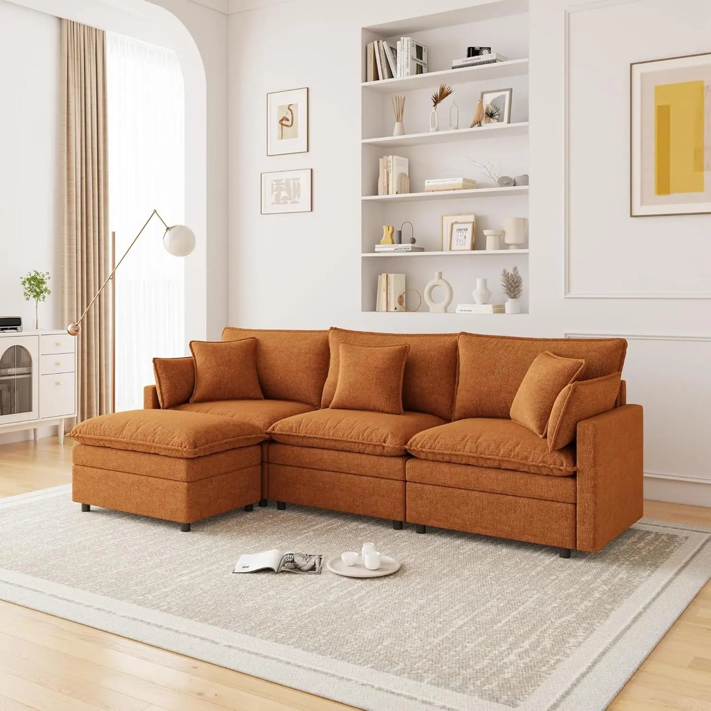 Ljustra Modular Sectional Couch Chenille L-Shaped Sofa for Living Room