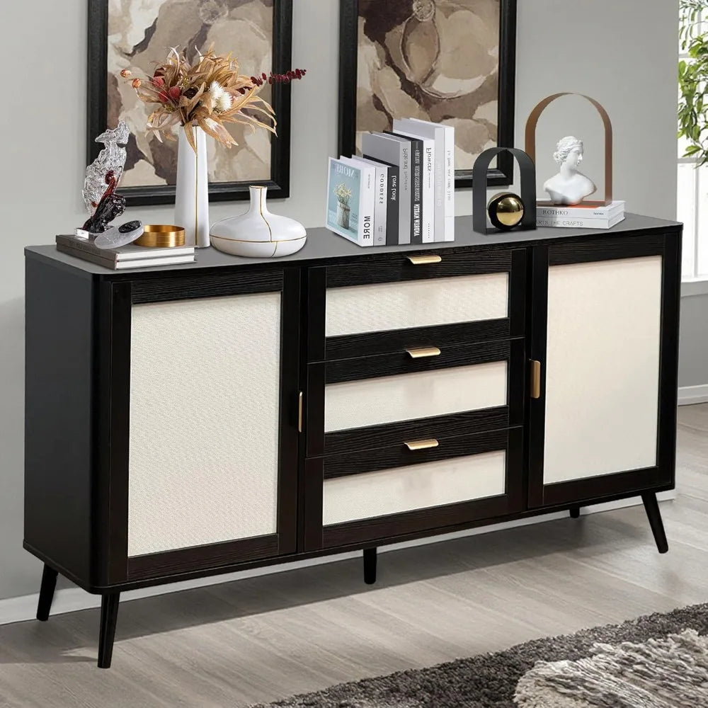 63 Inch Modern Buffet Cabinet Sideboard Storage with Drawers