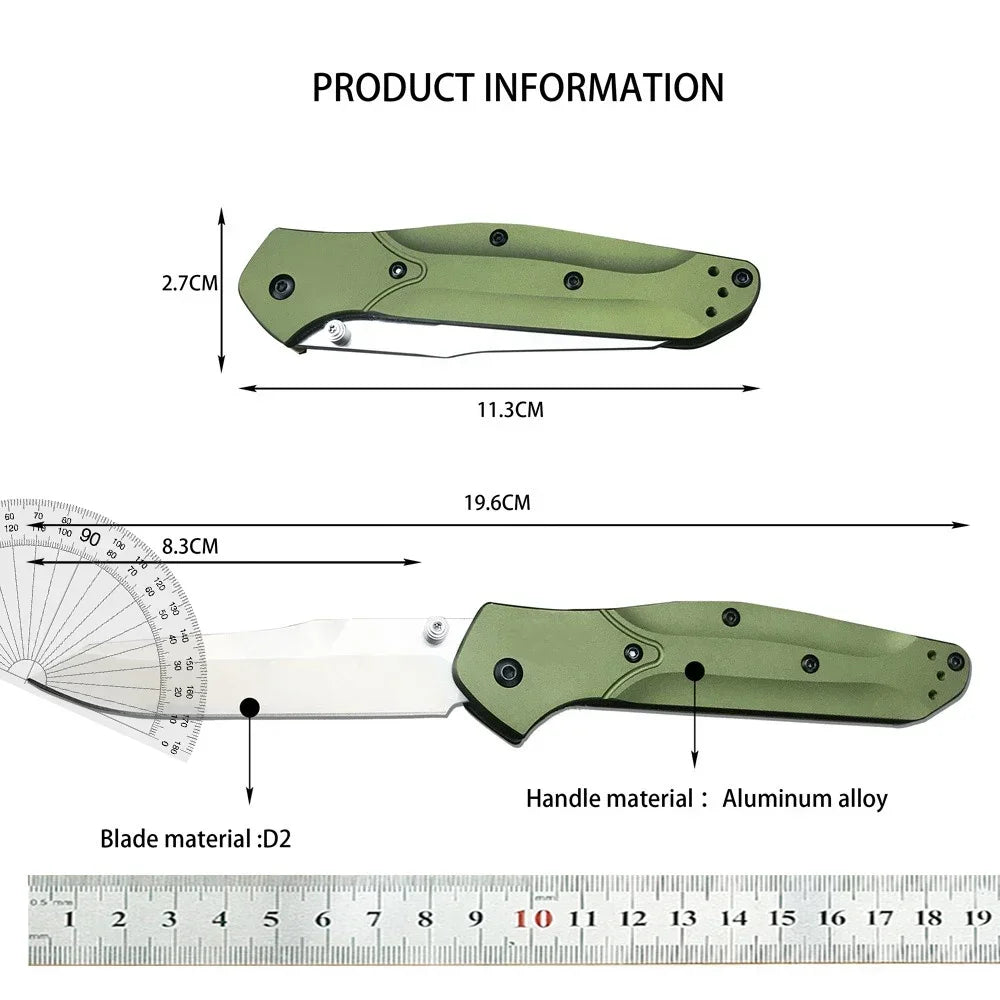 Ljustra Green Handle 940 Folding Knife D2 Blade EDC Survival Tool
