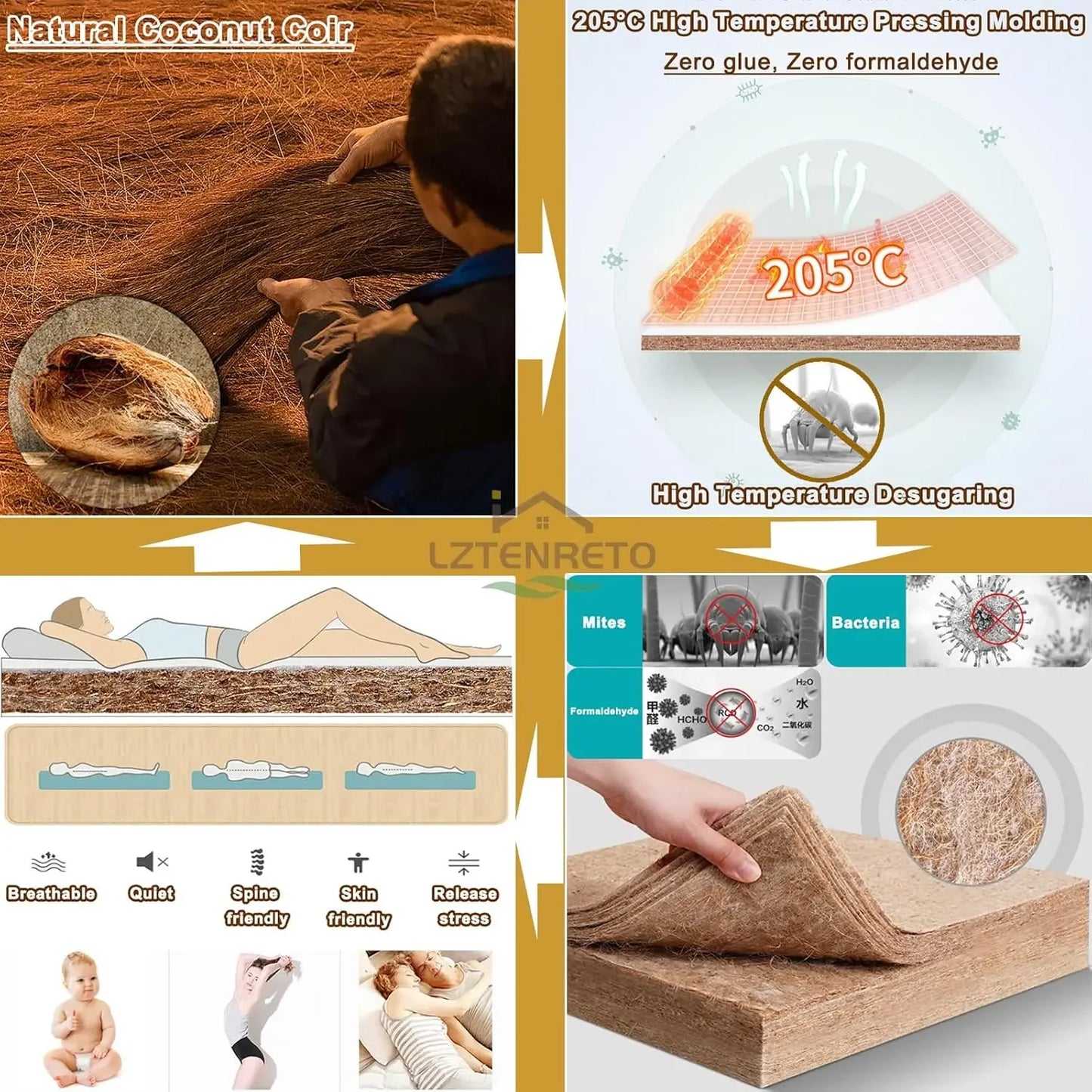 Firm Coir Mattress Coconut Coir Mattress Pad Quiet Palm Mattress