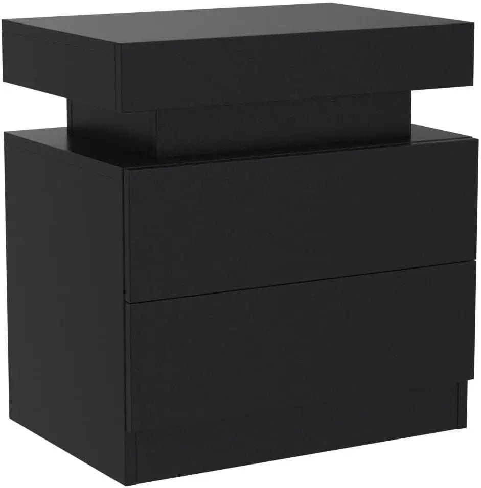 Nightstand Set of 2 LED Bedside Table with 2 Drawers for Bedroom