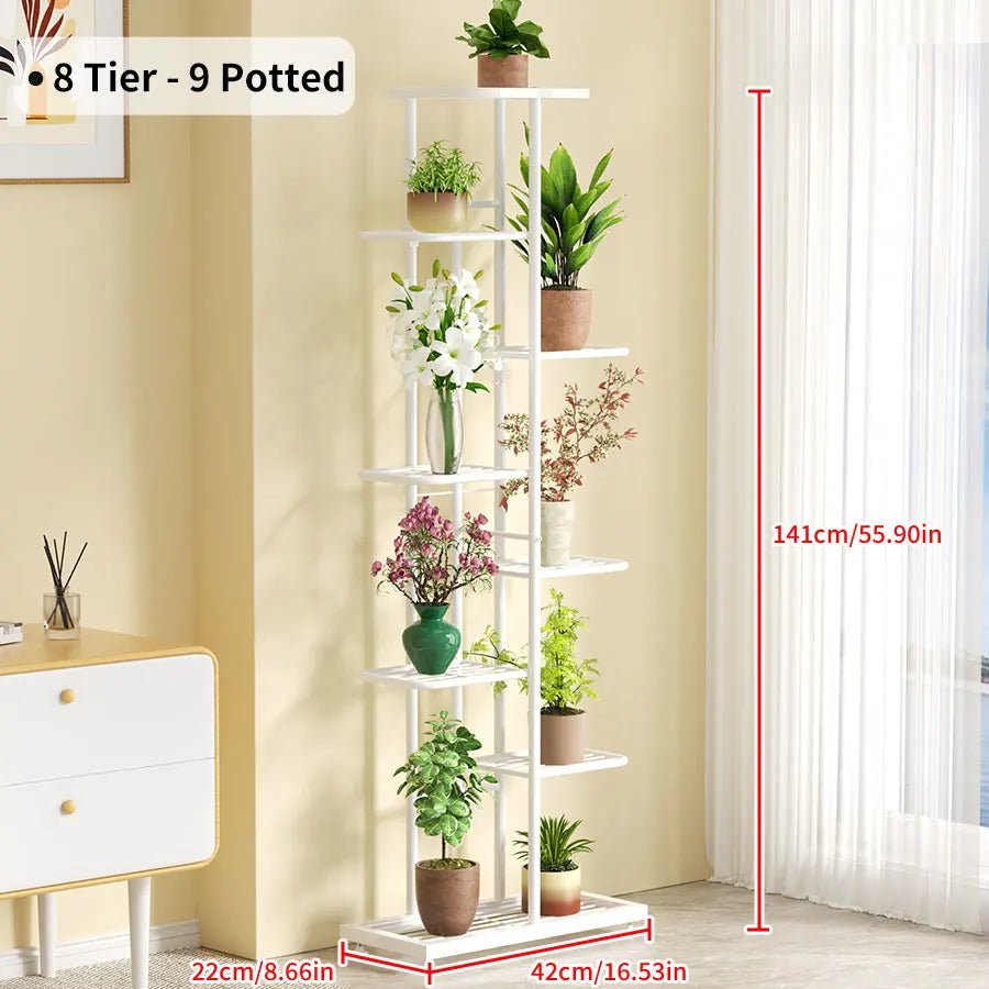 Ljustra Plant Shelves Iron Potted Flower Stand Indoor Outdoor Organizer