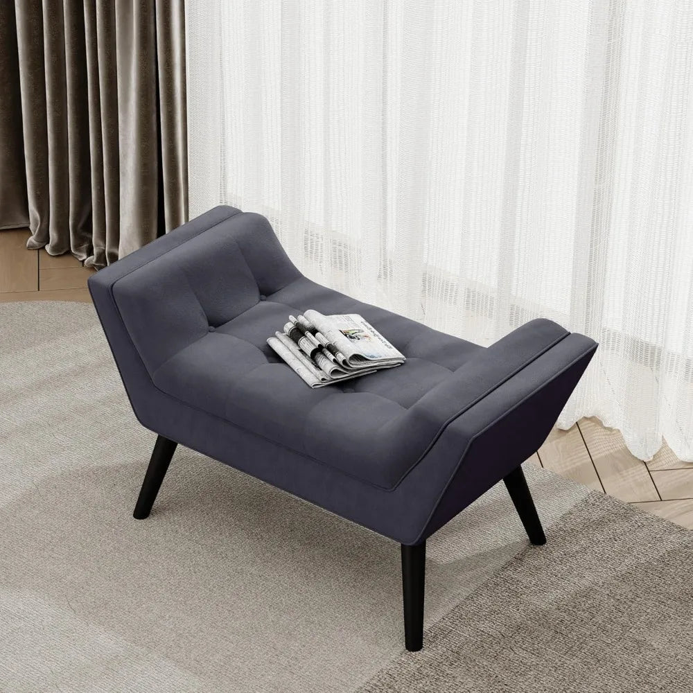 Velvet Tufted Ottoman Bed Bench Upholstered Entryway Storage Footstool