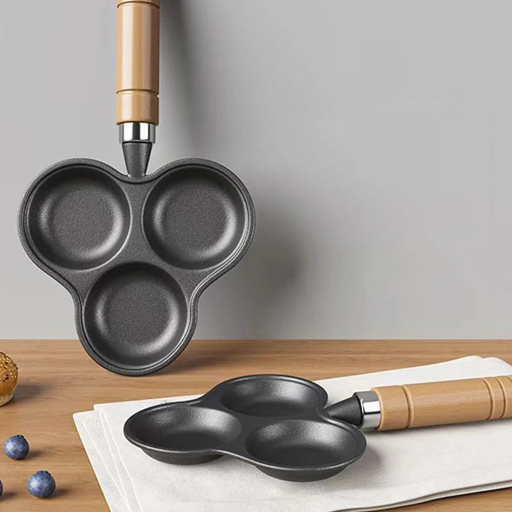 3-Cup Cast Iron Pancake Pan Non Stick Egg Cooker Omelette Breakfast Pan