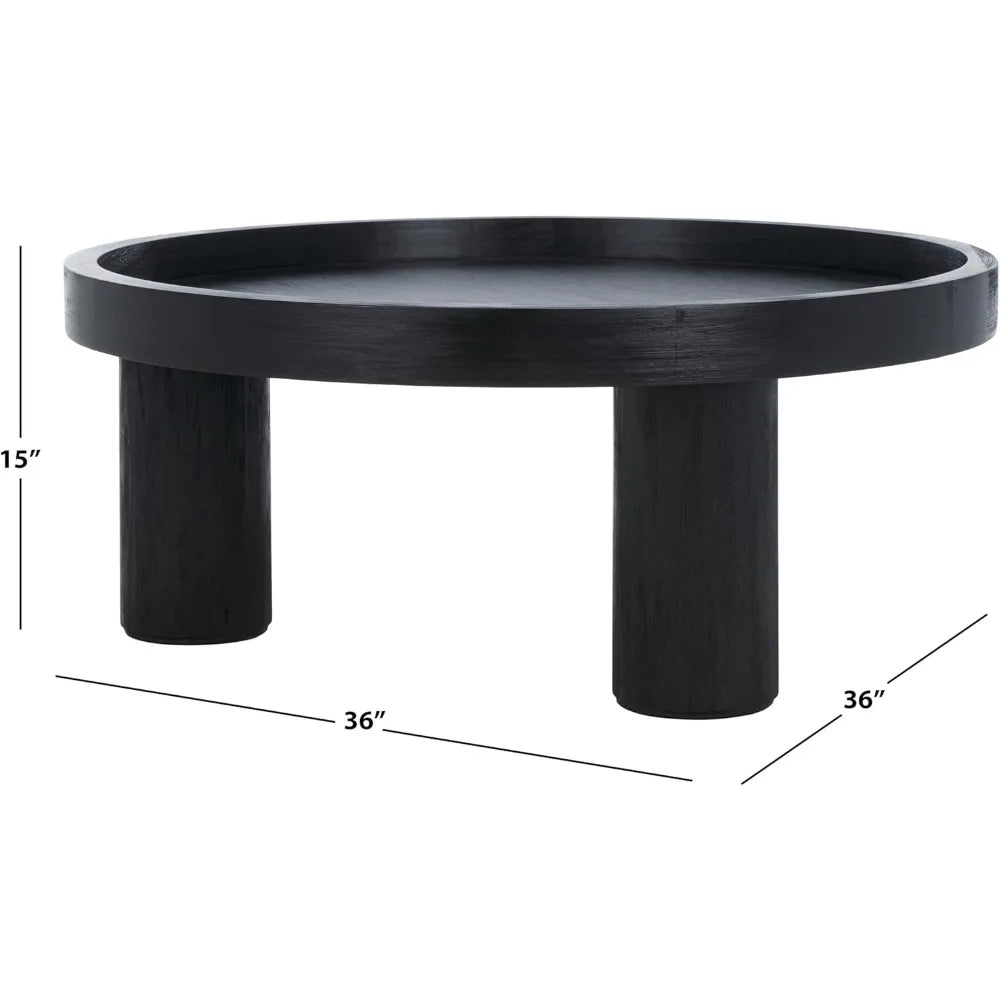 Ljustra Meek Black Round Coffee Table Modern 3-Leg Design for Home