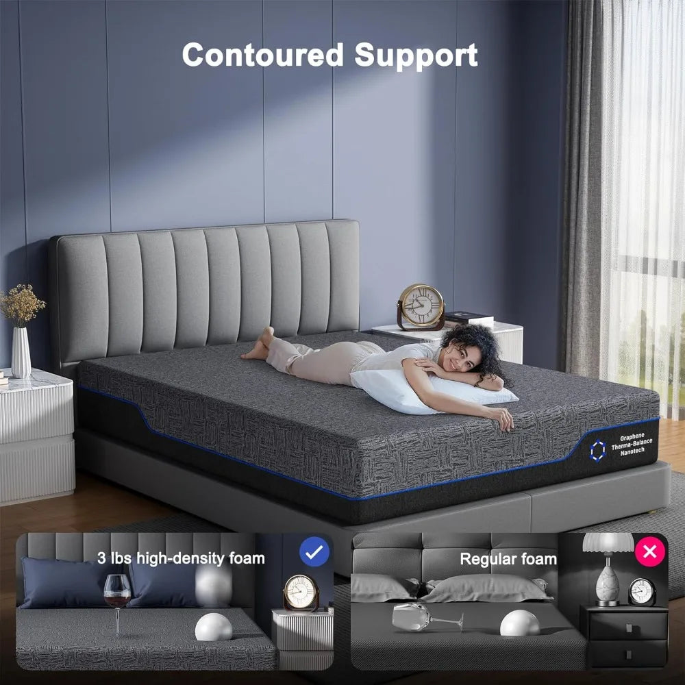 Ljustra 10 Inch Queen Memory Foam Mattress Cooling Gel Medium Firm