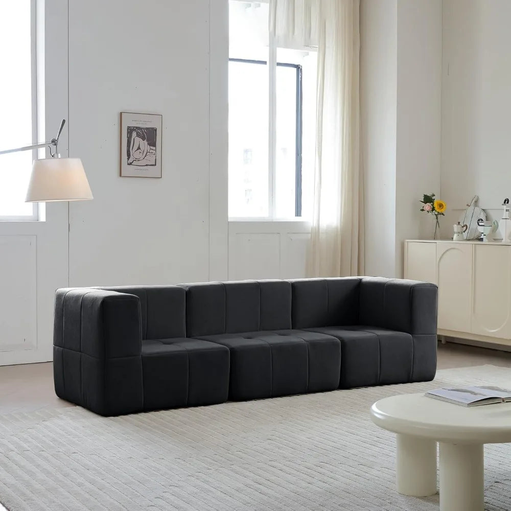 Modular Sectional Sofa Couch Compressed Foam 3-Seat Modern Living Room
