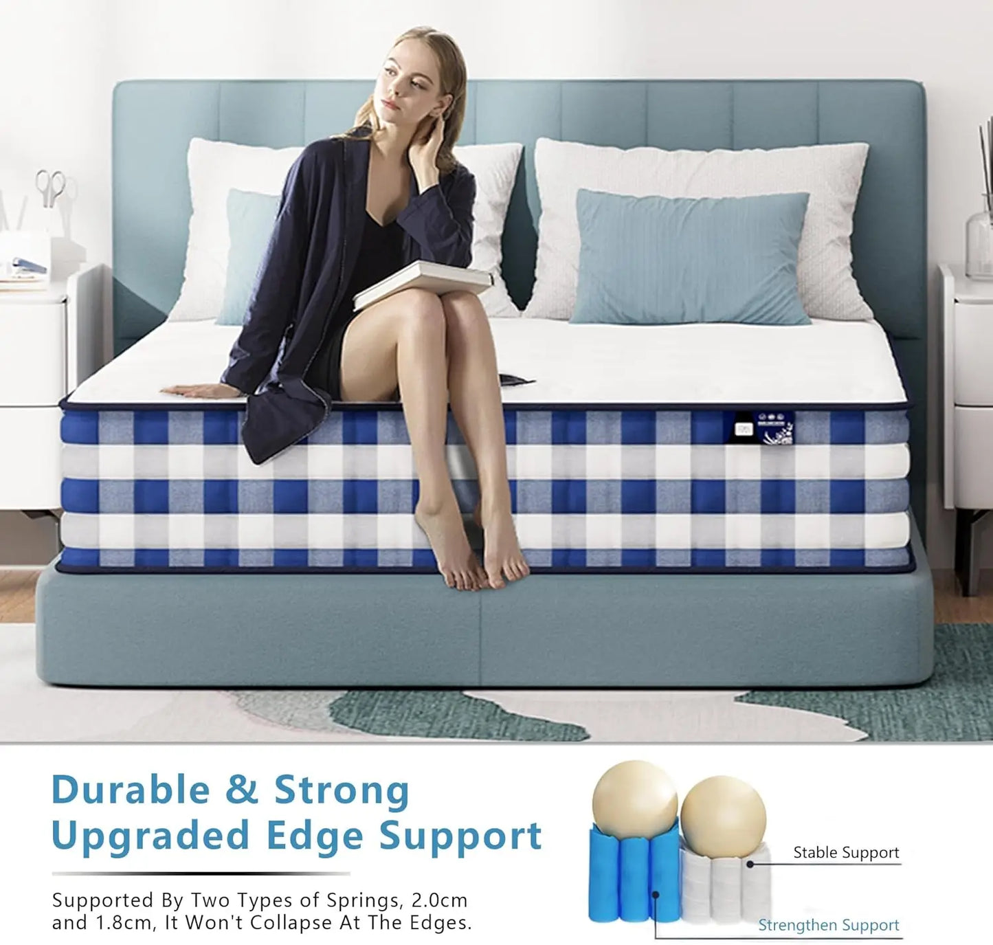 Ljustra Full Size 10 Inch Medium Firm Hybrid Mattress with Gel Foam