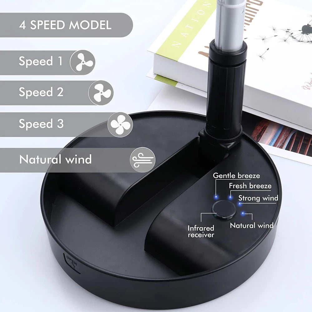 Portable Foldable Desk Fan with Remote Control and Timer Battery USB