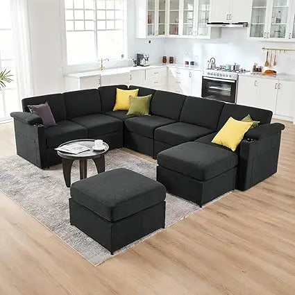 Modular Sectional Sofa U Shaped Couch Velvet Sleeper Sofa Living Room