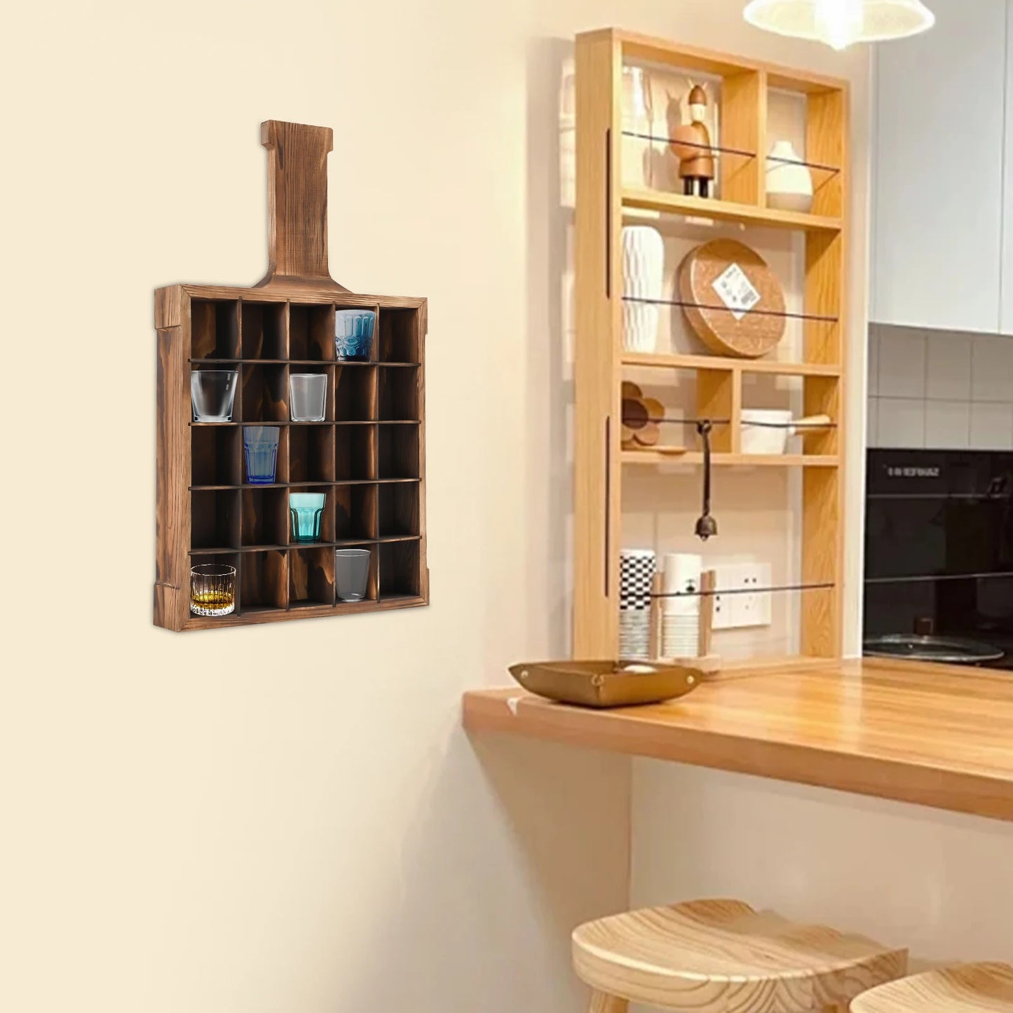 Hanging Wine Rack Glass Display Stand 25-Compartment Storage Cabinet