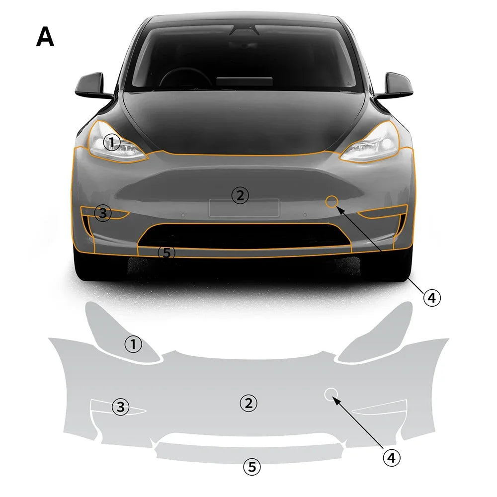 TPU Scratch Resistant Car Paint Protection Film Tesla Model Y 2020-2024