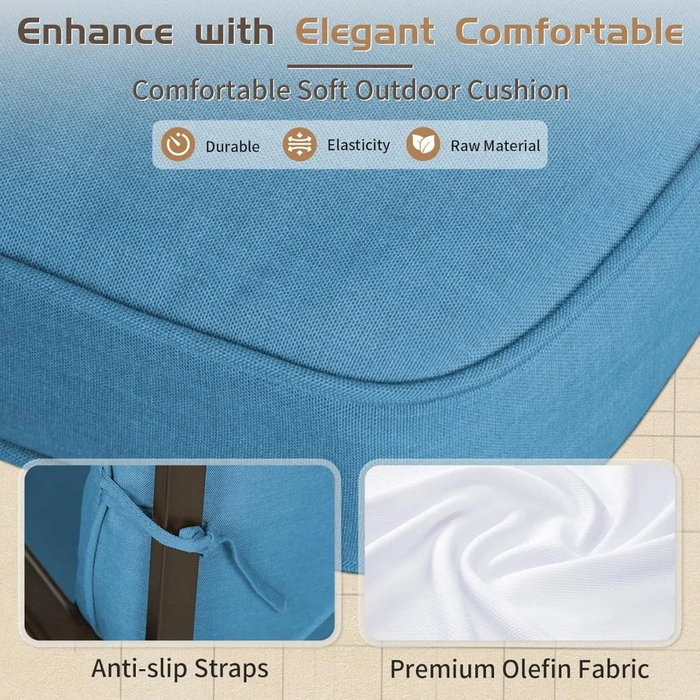 5 Piece Metal Outdoor Furniture Set Wrought Iron Patio Chair Cushions