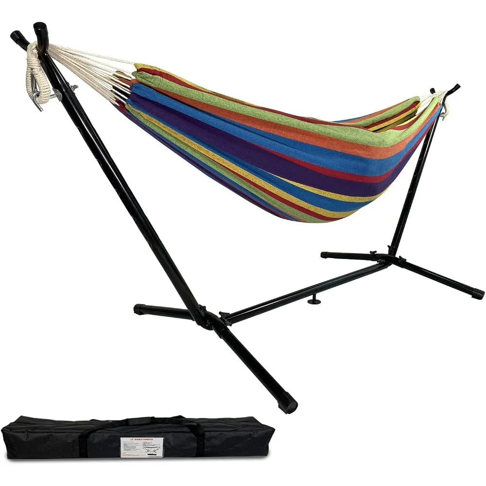 Large Hammock with Steel Stand for 2 Person Relaxation Max 600 Lbs
