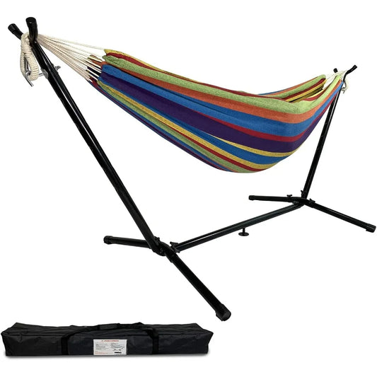 Large Hammock with Steel Stand for 2 Person Relaxation Max 600 Lbs