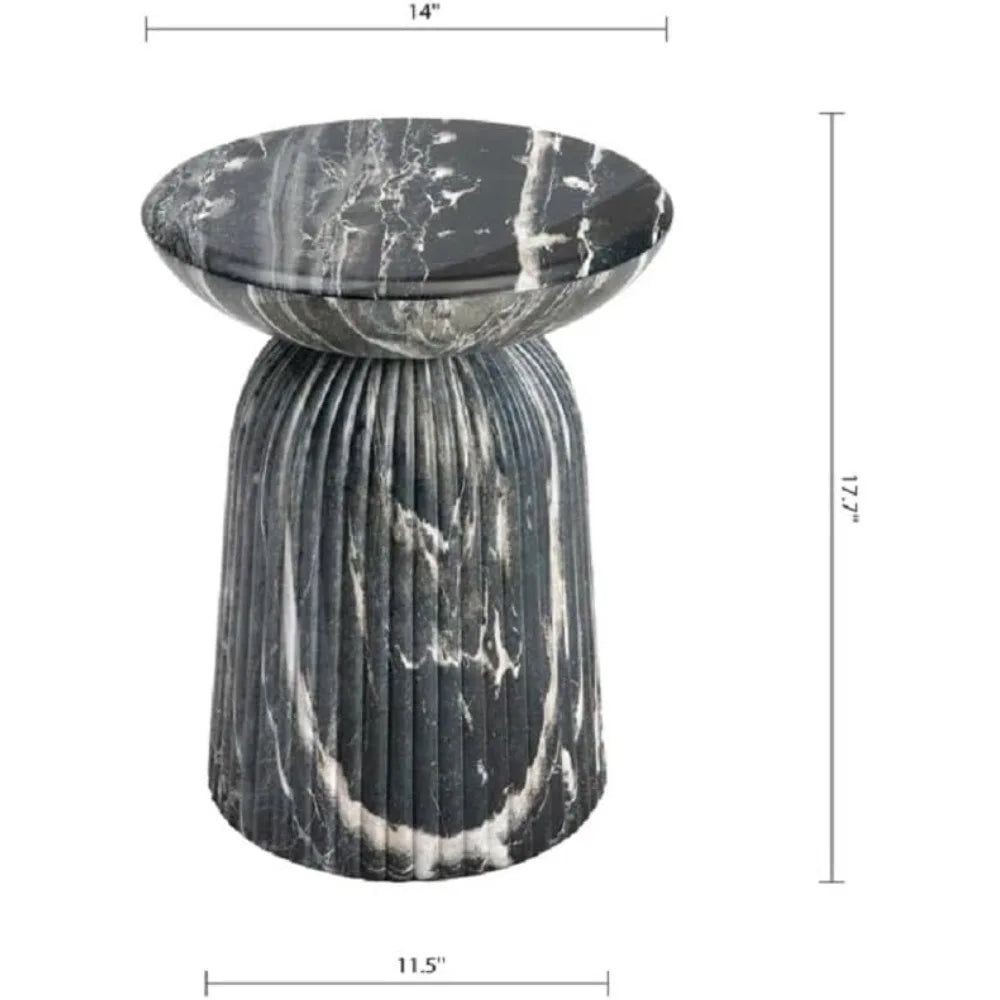 Maddox Side Table Gray Faux Marble Round Accent Table Roman Design