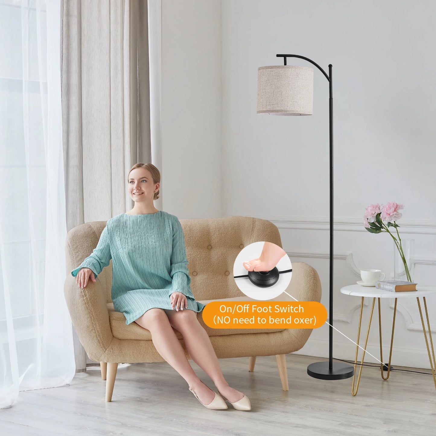 Floor Lamp with 3 Color Temperatures Adjustable Standing Light for Home