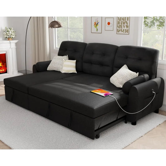 Ljustra 87" Sectional Sofa Bed with Reversible Storage Chaise