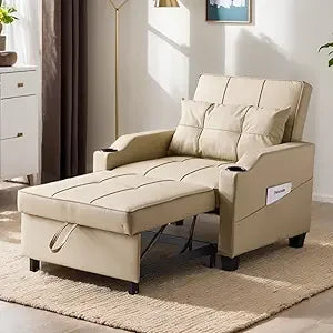 Sleeper Chair Convertible Sofa Bed with USB Ports Adjustable 3-in-1