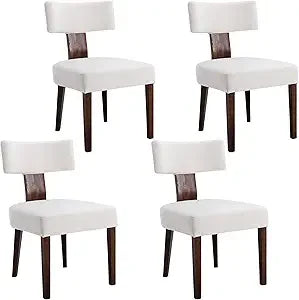 Farmhouse Dining Chairs Set of 4 Mid Century Modern Upholstered Rattan