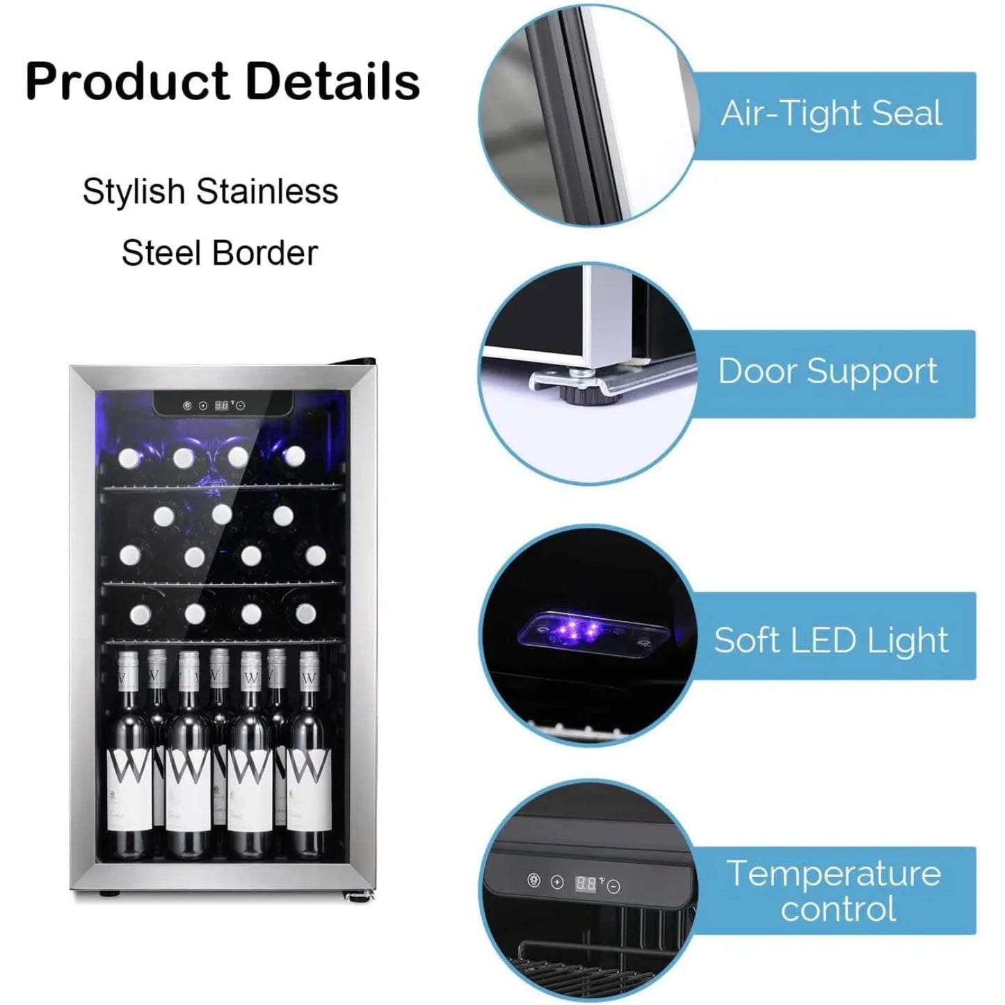 26 Bottle Wine Cooler Mini Fridge Beverage Refrigerator Quiet Operation