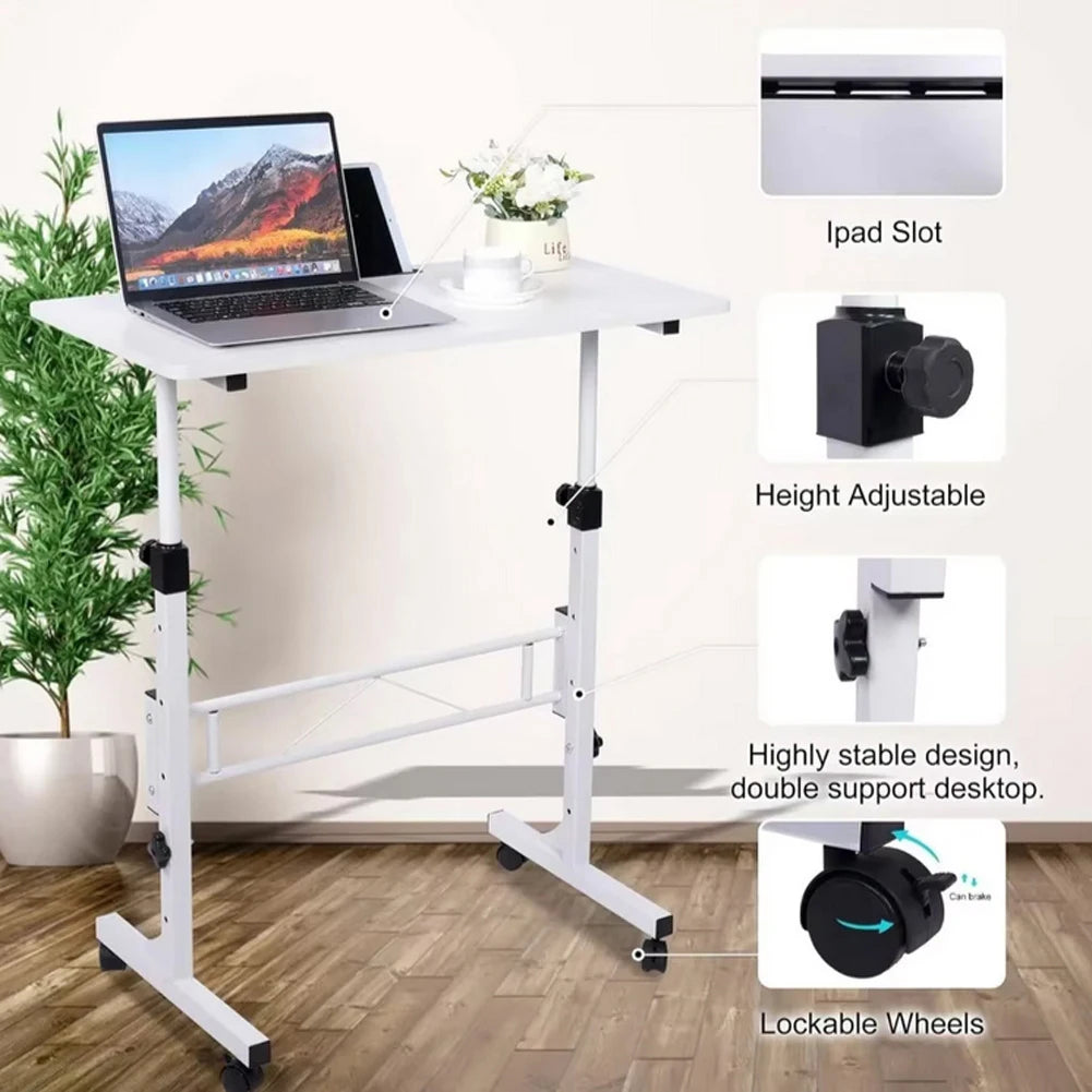 Small Mobile Adjustable Height Standing Desk with Wheels 32 Inches