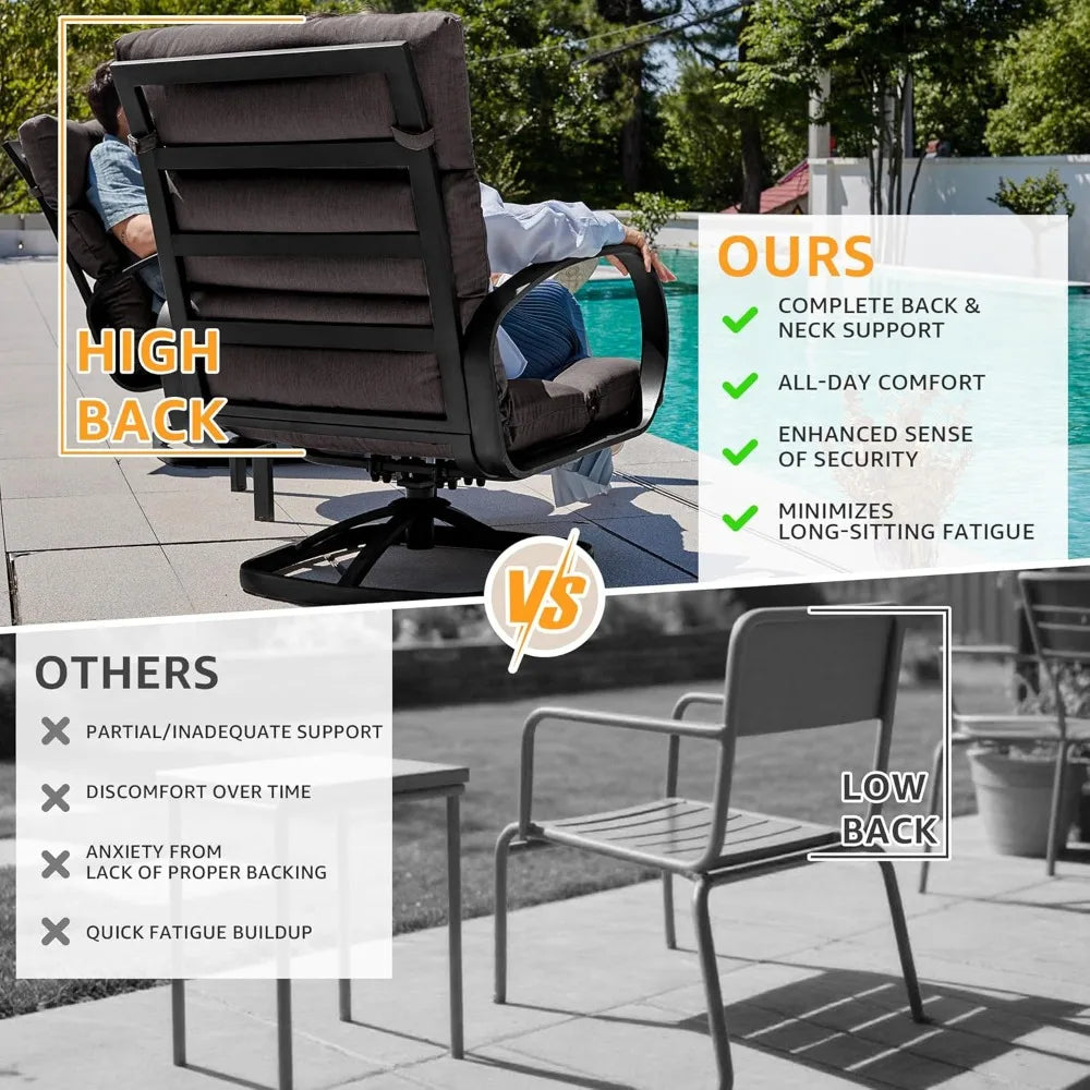 Ljustra Patio Bistro Set 3 Piece Outdoor Swivel Glider Rocking Chairs