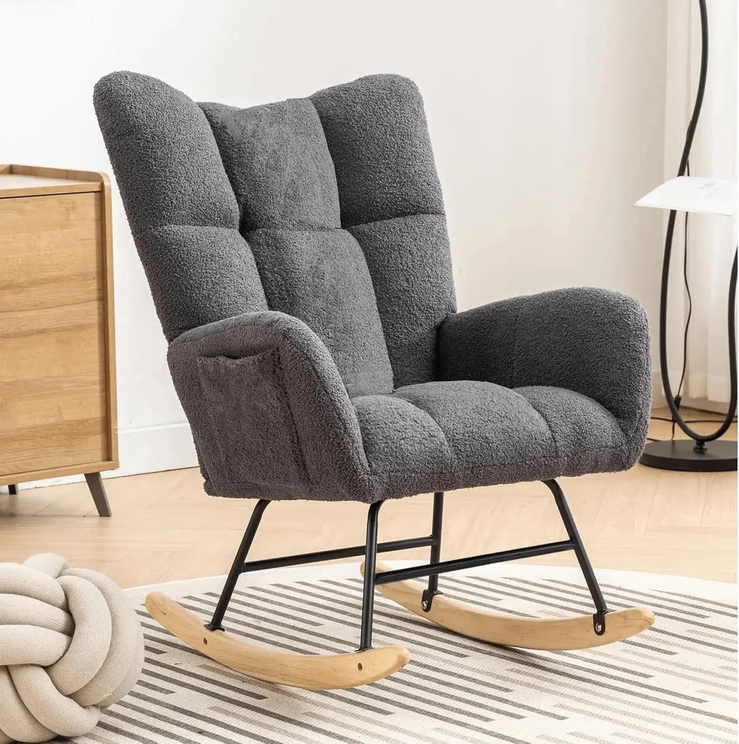 Ljustra Nursery Rocking Chair Teddy Upholstered Glider Accent Chair