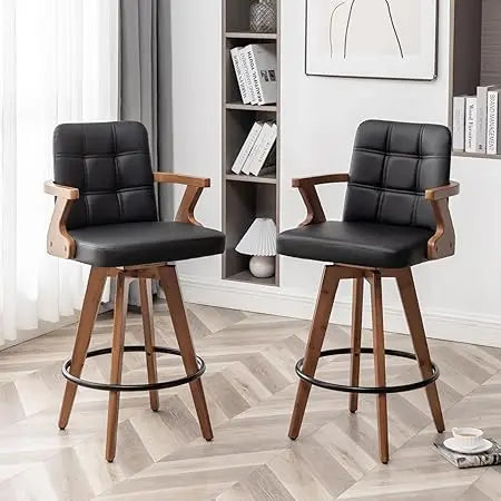 30 Inch Counter Height Bar Stools Leather Upholstered Swivel Set of 2