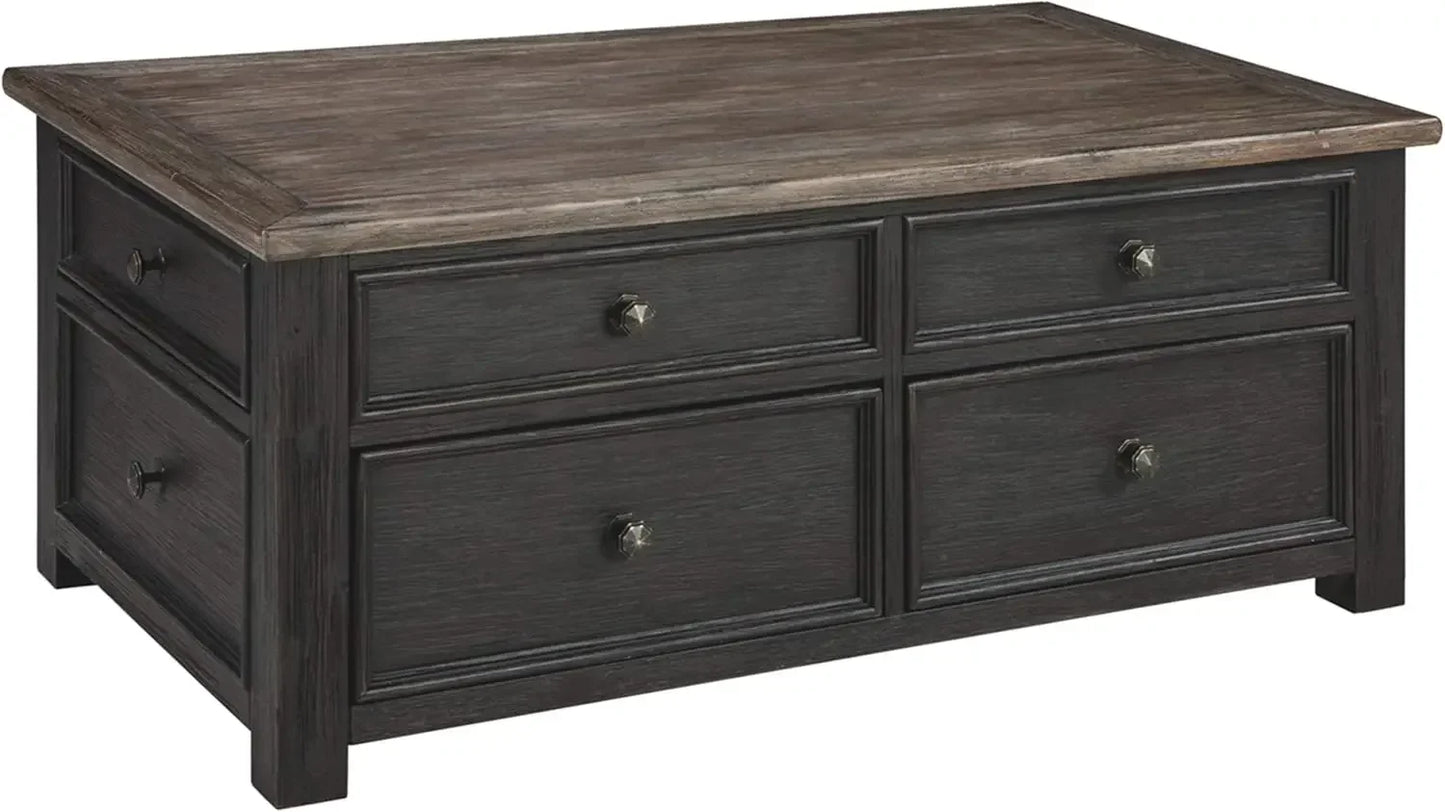 Tyler Creek Rustic Farmhouse Lift Top Coffee Table with Drawers