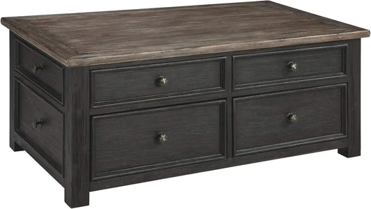 Tyler Creek Rustic Farmhouse Lift Top Coffee Table with Drawers