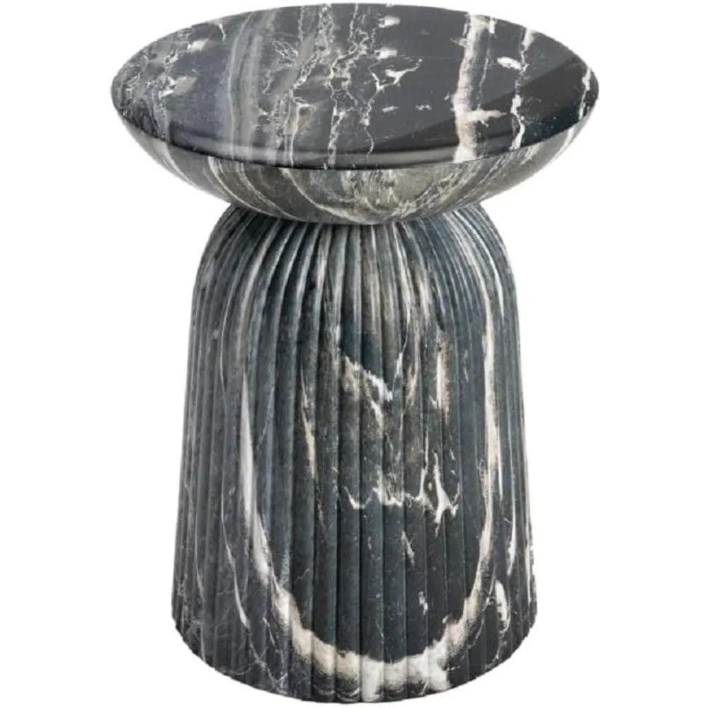 Maddox Side Table Gray Faux Marble Round Accent Table Roman Design