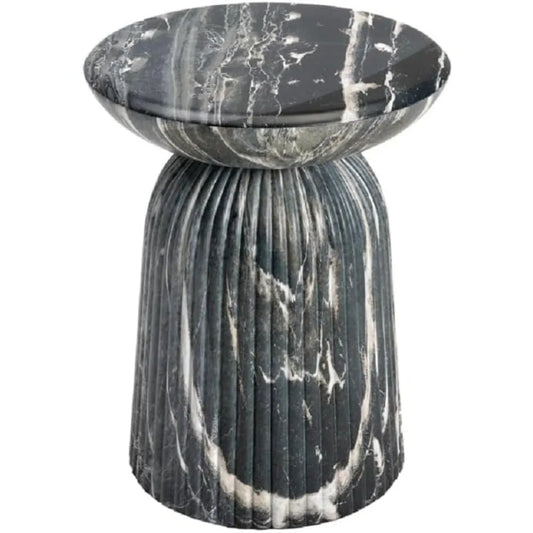 Maddox Side Table Gray Faux Marble Round Accent Table Roman Design